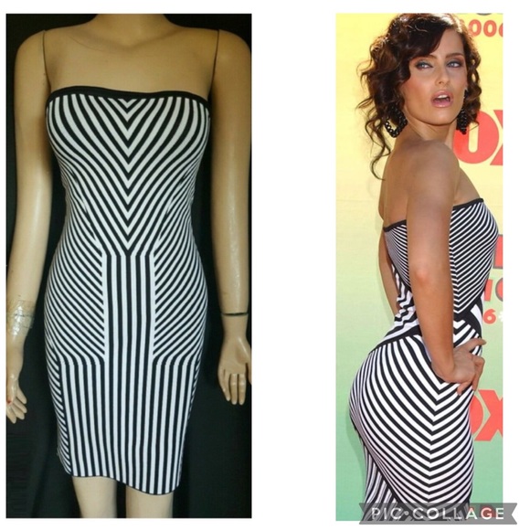 Guess Dresses & Skirts - GUESS Stripe Bodycon Knit Strapless Mini Dress